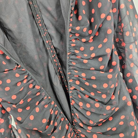 Dolce & Gabbana Polka Dot Dress Black Ruched Long Sleeve Mini Cocktail Size XS - Picture 9 of 9